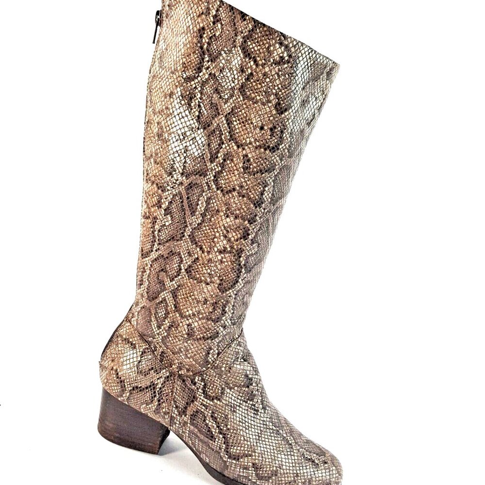 Born Boots Leather Snakeskin Print Knee-high Boots Women's Size 8